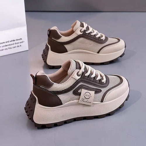 Damen Sportliche Sneakers mit hohem Plateau und atmungsaktiver Mesh-Oberfläche EB