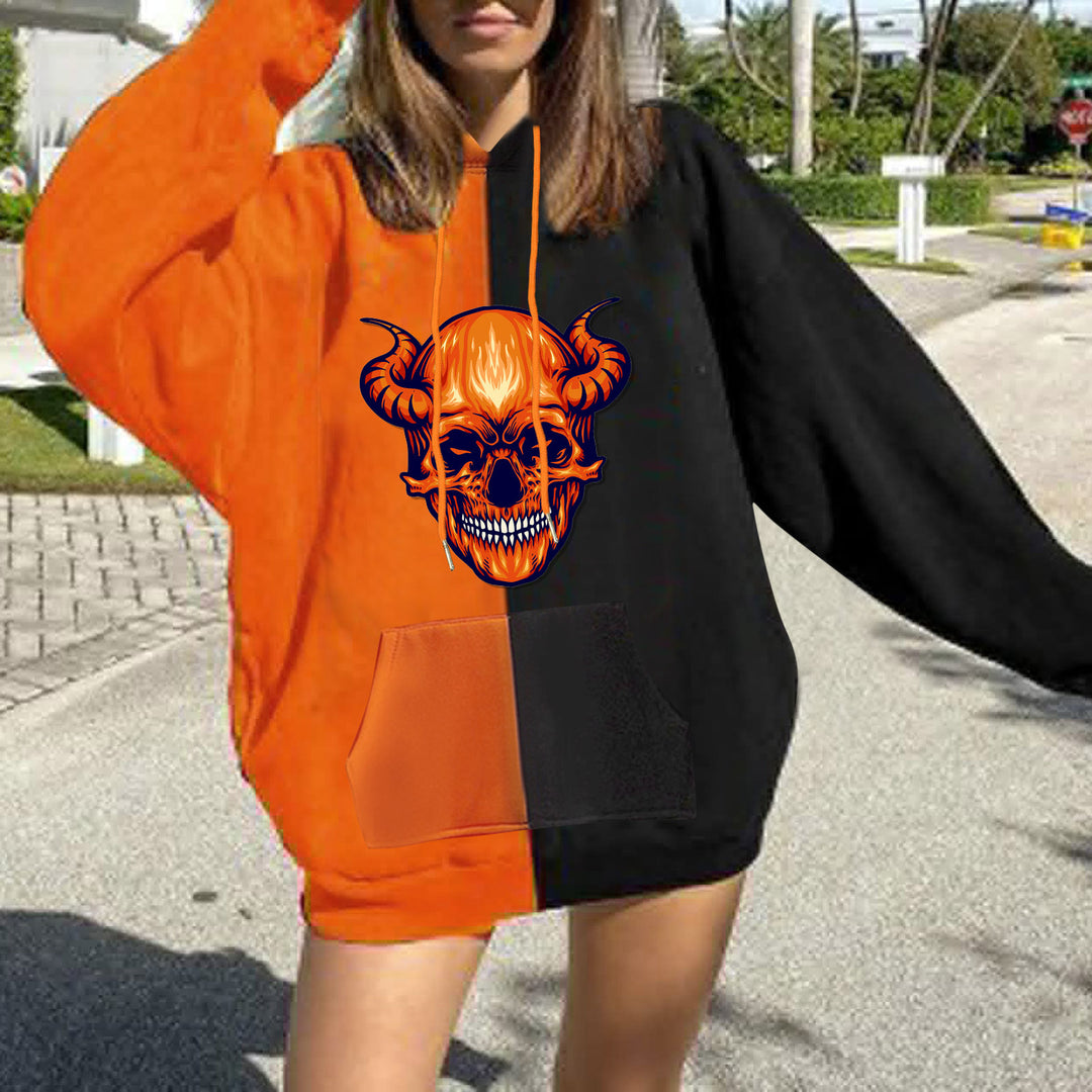Damen nan Kapuzenpullover mit künstlerischem Aquarell‑Federmotiv, Oversize‑Schnitt und Kängurutasche EB