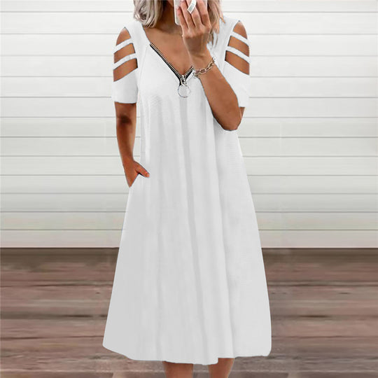 Damen Kleid mit offenen Schultern und tiefem V-Ausschnitt EB