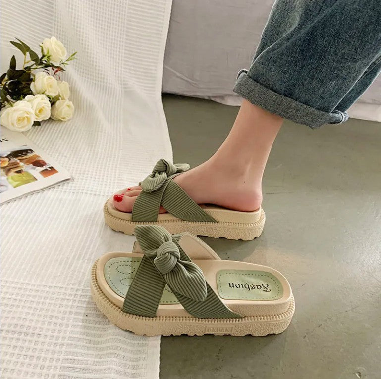 Damen luftige Sandalen mit dekorativem Schleifen-Design EB