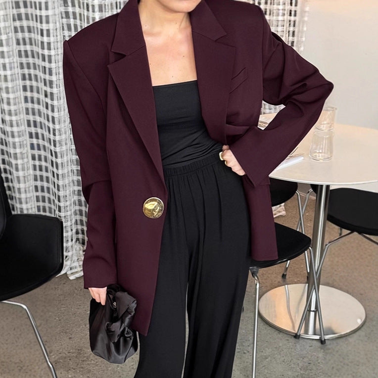 Damen Elegante Oversized Blazerjacke mit detaillierten Knopfverschlüssen EB