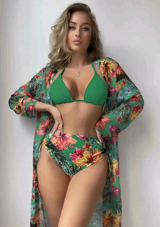 Damen modisches Bade-Set mit stylischem Kimono EB
