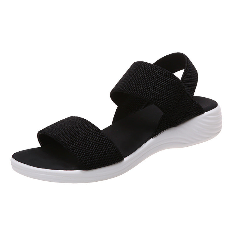 Damen Strick‑Sandalen mit elastischen Riemen und dämpfender Plateau‑Sohle EB