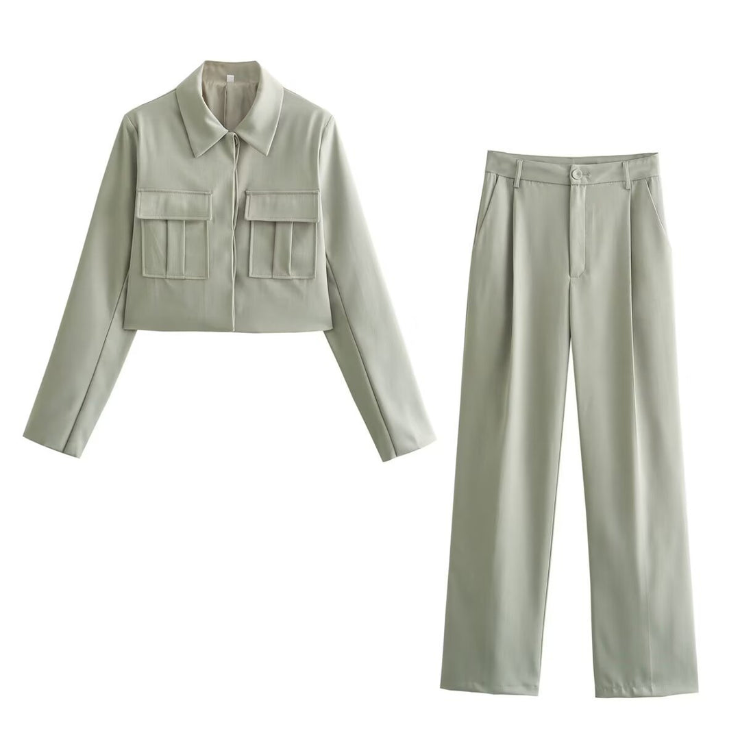 Damen weite, eleganten Bundfaltenhose mit seitlichen Taschen EB