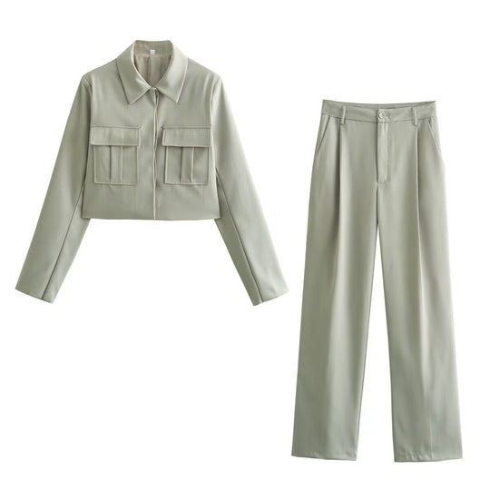 Damen weite, eleganten Bundfaltenhose mit seitlichen Taschen EB