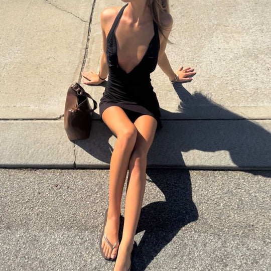 Damen Strandskleid mit alternativem Halter-Design und schmeichelnder Drapierung EB