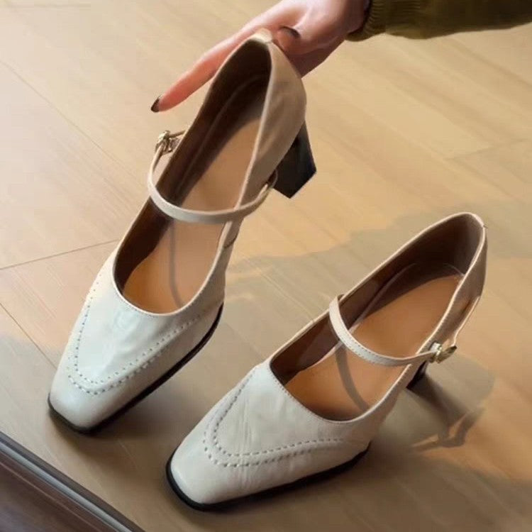 Damen elegante Slingback-Pumps mit spitzem Zehenbereich und modischer Schnalle EB