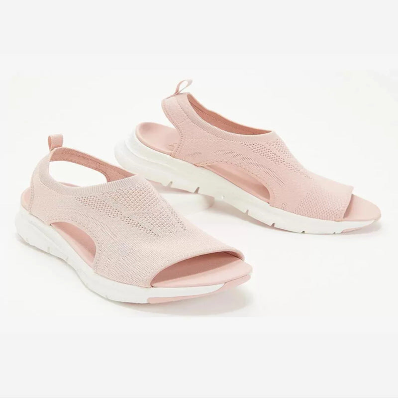 Damen Komfortable Sandaletten mit atmungsaktiver Strickoberfläche und ergonomischem Fußbett EB