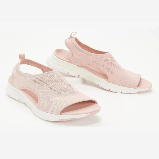 Damen Komfortable Sandaletten mit atmungsaktiver Strickoberfläche und ergonomischem Fußbett EB