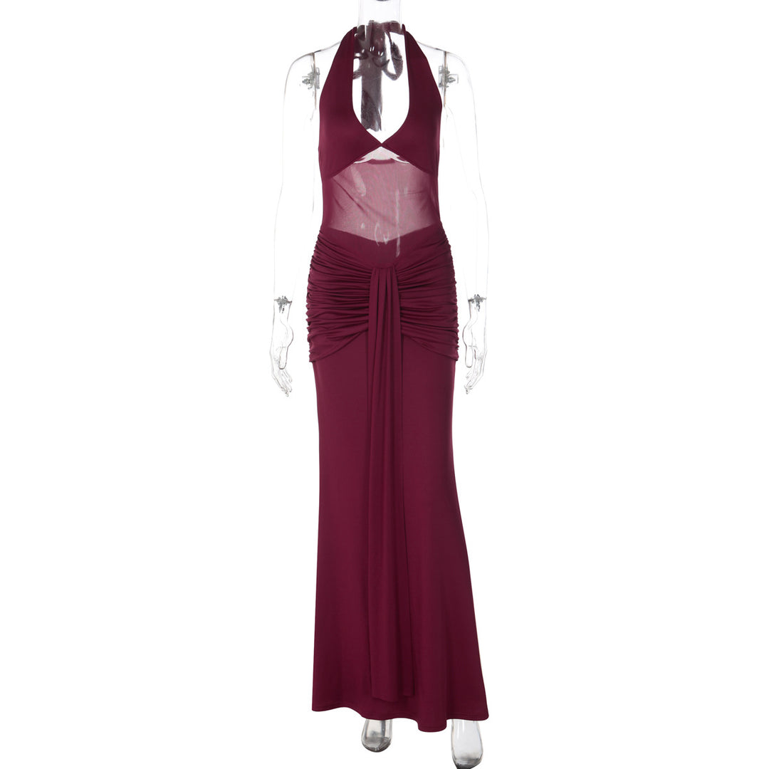 Damen elegantes Maxikleid mit raffinierten Raffungselementen EB