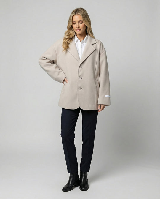 Damen weiße strickjacke weit geschnittener Strickcardigan mit Knopfleiste und Eingriffstaschen EB