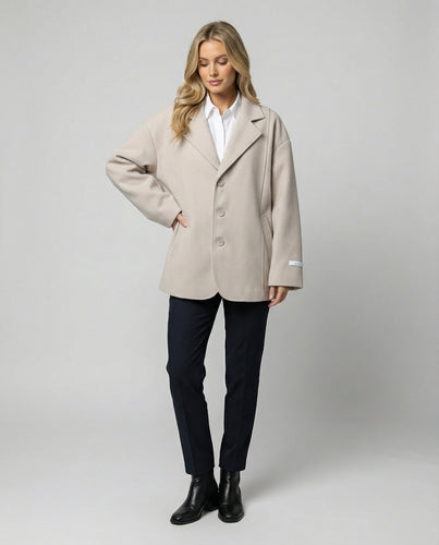 Damen weiße strickjacke weit geschnittener Strickcardigan mit Knopfleiste und Eingriffstaschen EB
