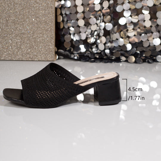 Damen Komfortable offene Mules mit trendigem Blockabsatz EB