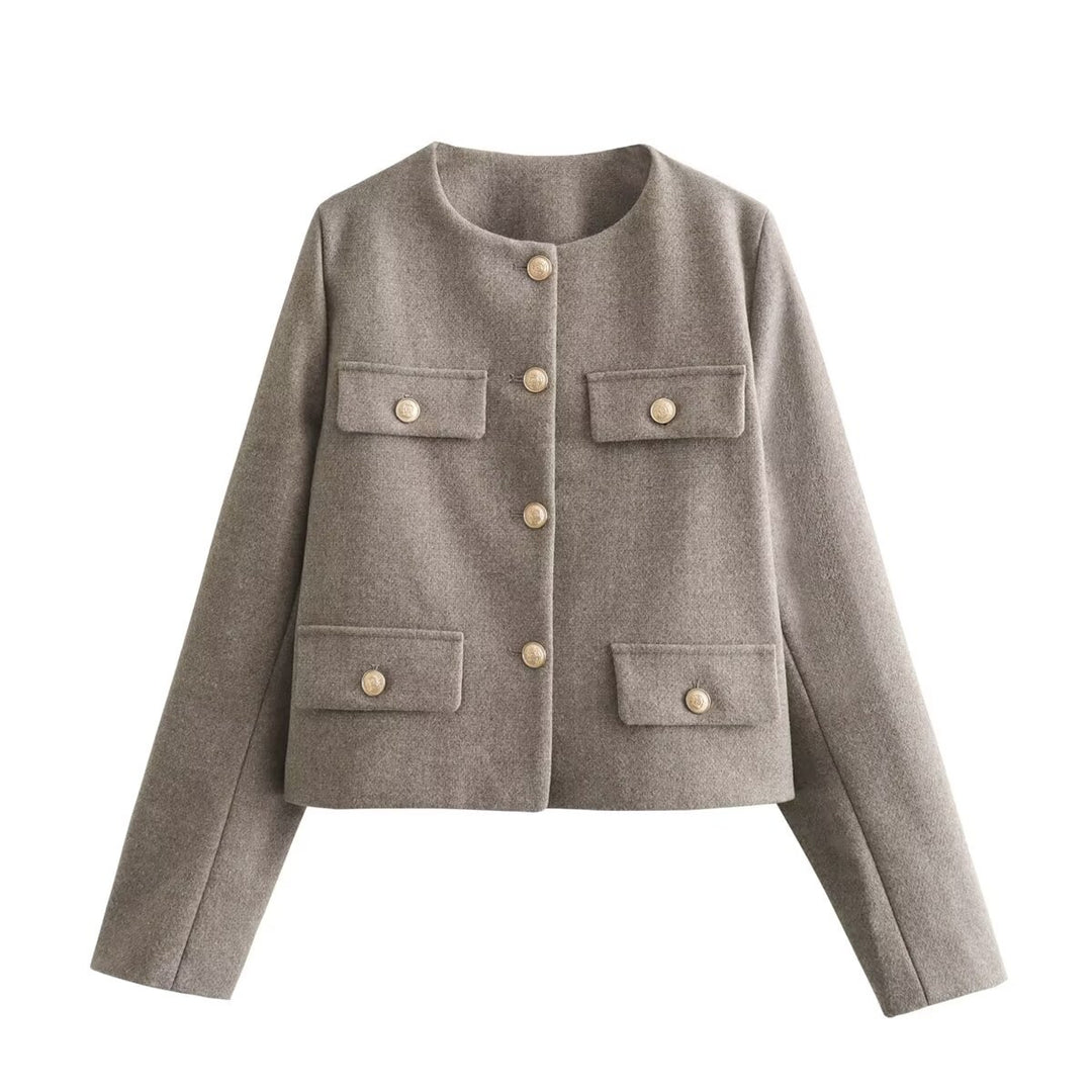 Damen Übergangsjacke mit klassischen Knopfdetails und praktischen Pattentaschen EB