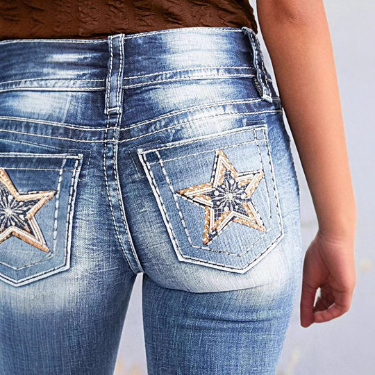 Damen Bootcut Jeans mit flexiblem Stretchmaterial und hohen Komfortbund EB