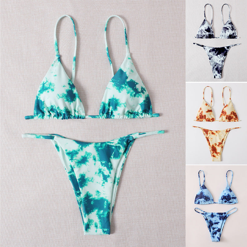 Damen Triangel-Bikini mit modischem Batikdesign EB