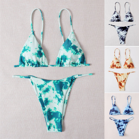 Damen Triangel-Bikini mit modischem Batikdesign EB