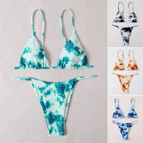Damen Triangel-Bikini mit modischem Batikdesign EB