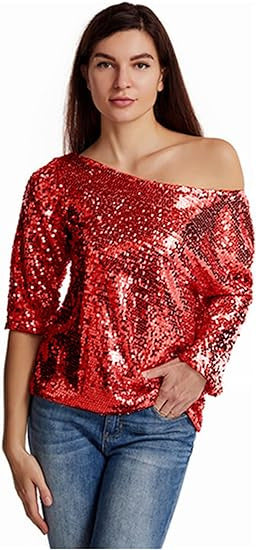 Damen Glitzernde Pailletten-Bluse EB