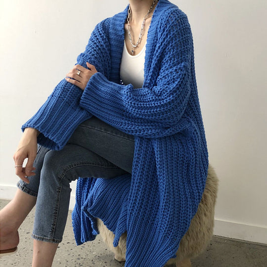 Damen Strickcardigan im lässigen Oversized-Stil mit offener Vorderseite EB