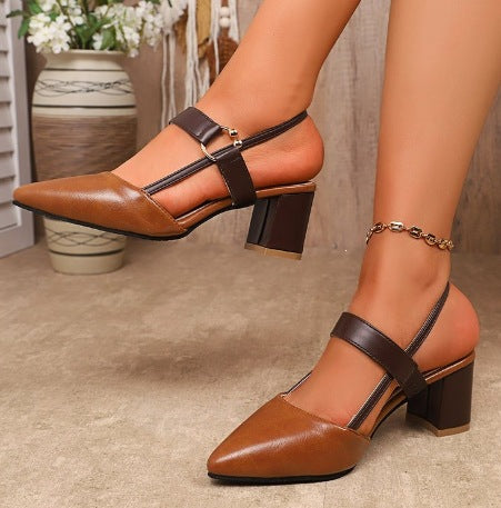 Damen Elegante Slingback Sandalen mit modischem Schnitt und Absatz EB