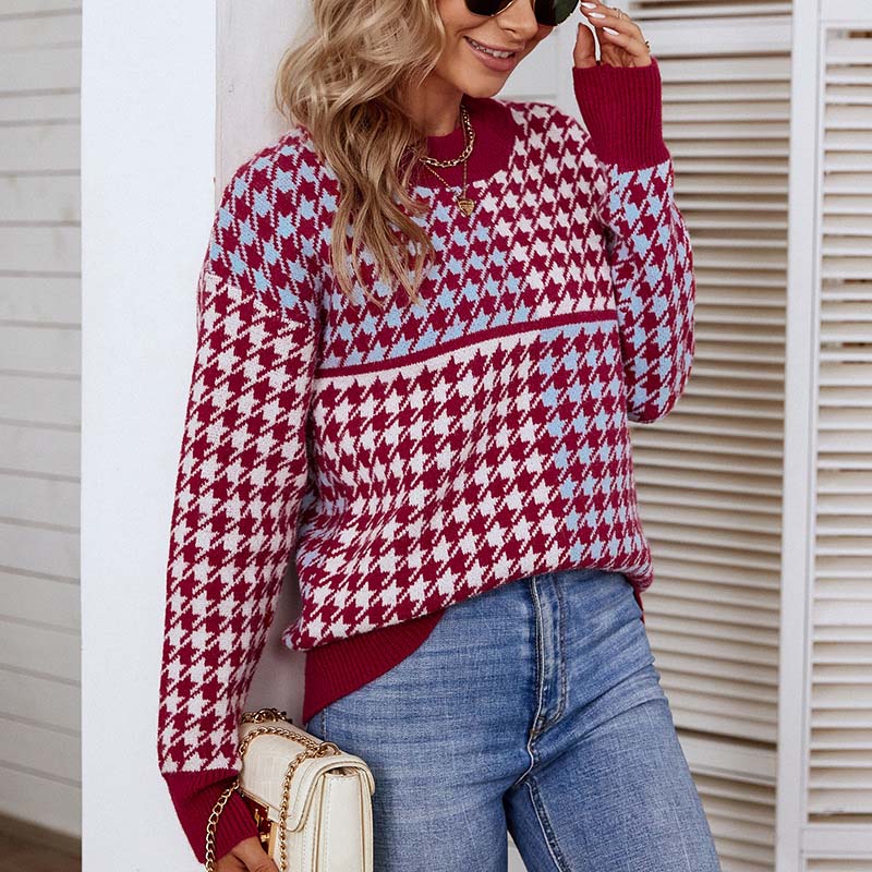 EB | Geometrischer Strickpullover Mit Trendigem Muster