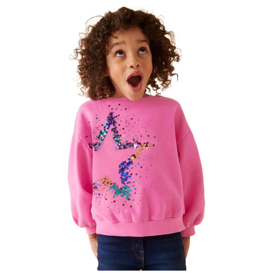 Mädchen Sweatshirt mit glitzerndem Sternenmotiv EB