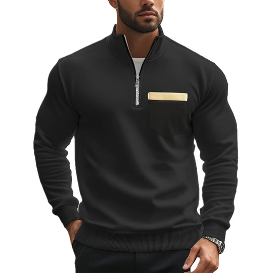 Herren nan thermischer Halbzip-Pullover mit Stehkragen und wärmendem Fleece-Innenfutter EB