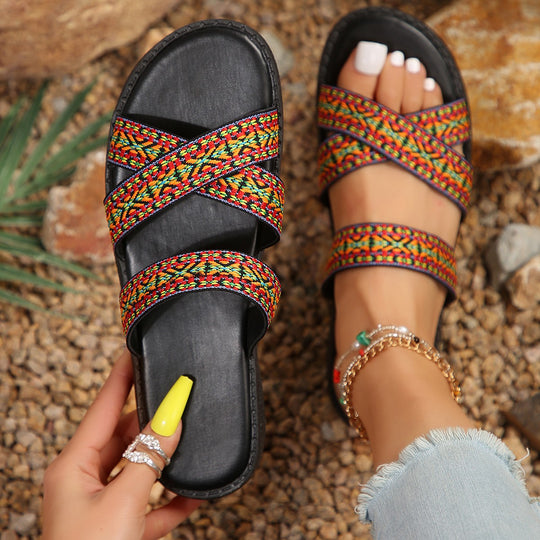Damen Bequeme Riemchensandalen mit geflochtenem Design EB