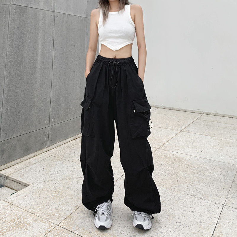 Damen nan weite Cargo-Hose mit Tunnelzugbund, verstellbarem Saum und Mehrfachtaschen EB