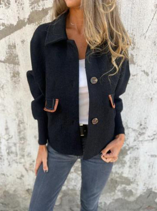 Damen gemütliche Cardigan-Jacke mit Knöpfen EB