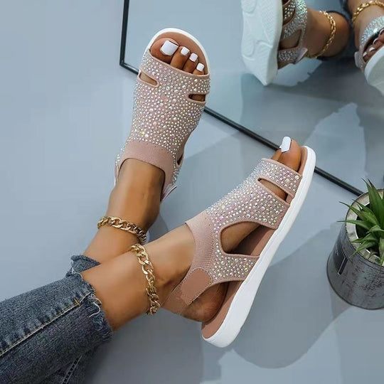 Damen Sandalen mit glitzernden Strassdetails EB