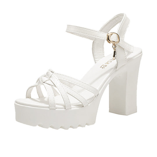 Damen Plateau-Sandaletten mit stylischem Knoten-Design und komfortablem Blockabsatz EB