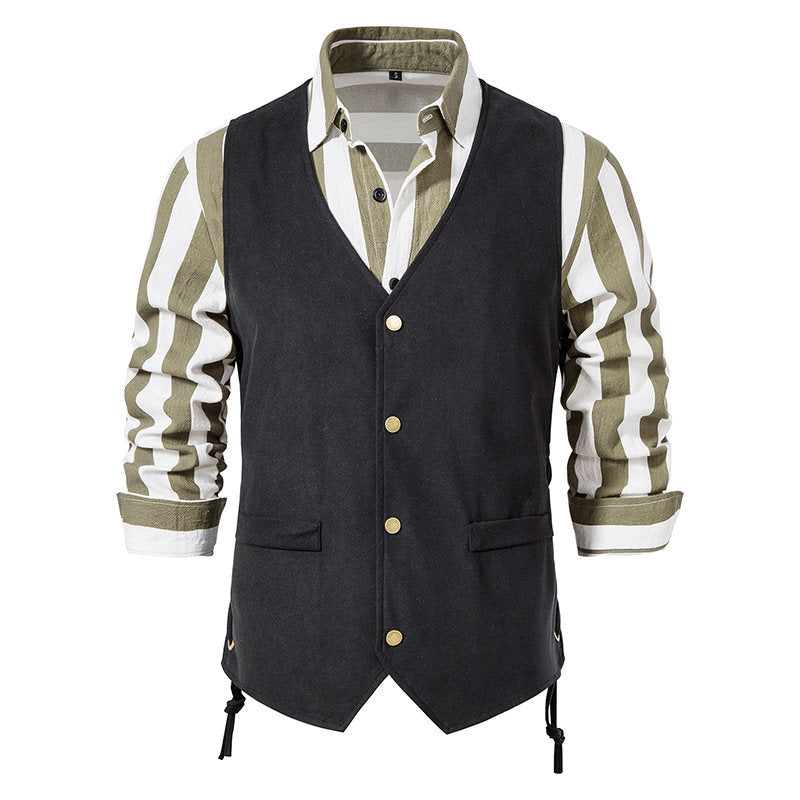 Herren elegante Weste mit feinem Stoff und praktischen Taschen EB