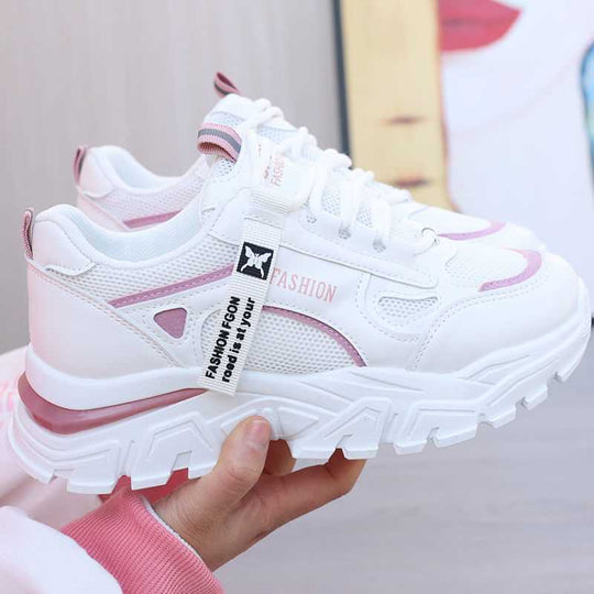 Damen modische Chunky Sneakers mit atmungsaktivem Mesh-Obermaterial und verstärkter Sohle EB