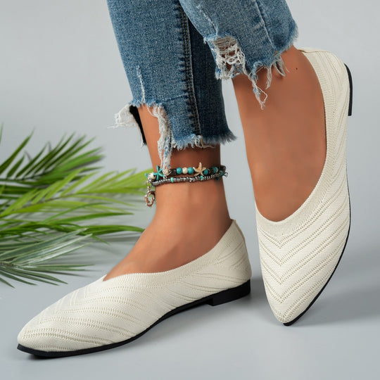 Damen Ballerinas aus atmungsaktivem Strickmaterial mit elegantem Schnitt EB