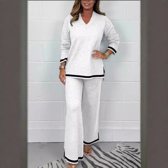 Damen Lässiges Strick-Set mit weitem Schnitt und eleganten Kontrasten EB