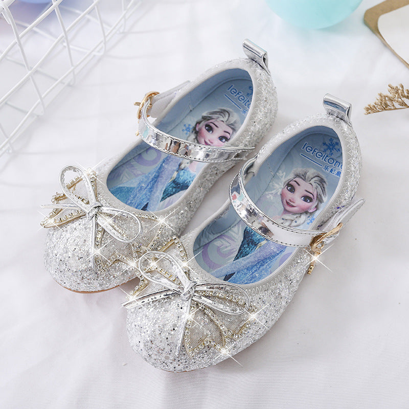 Mädchen Glitzernde Ballerina-Schuhe mit Schleifen- und Strassverzierungen EB