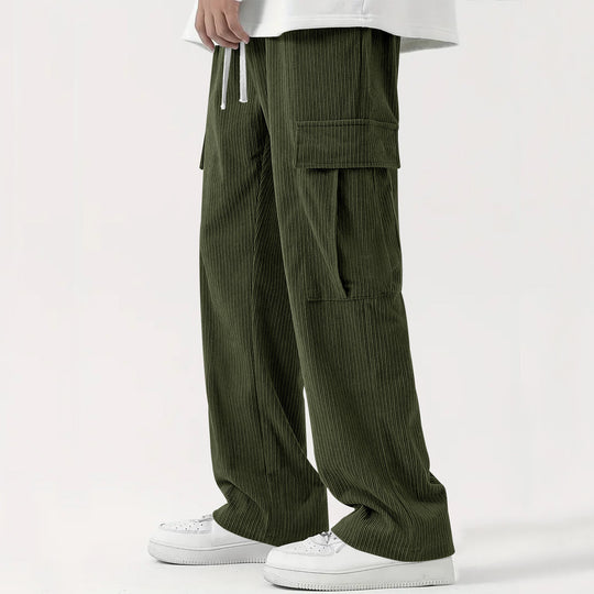 Herren lässige Cargo-Hose mit seitlichen Taschen und elastischem Bund EB