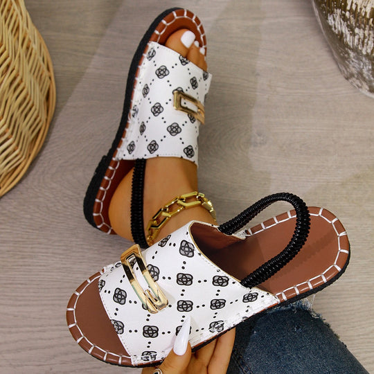 Damen Slingback Sandalen mit dekorativem Riemen und rutschfester Sohle EB