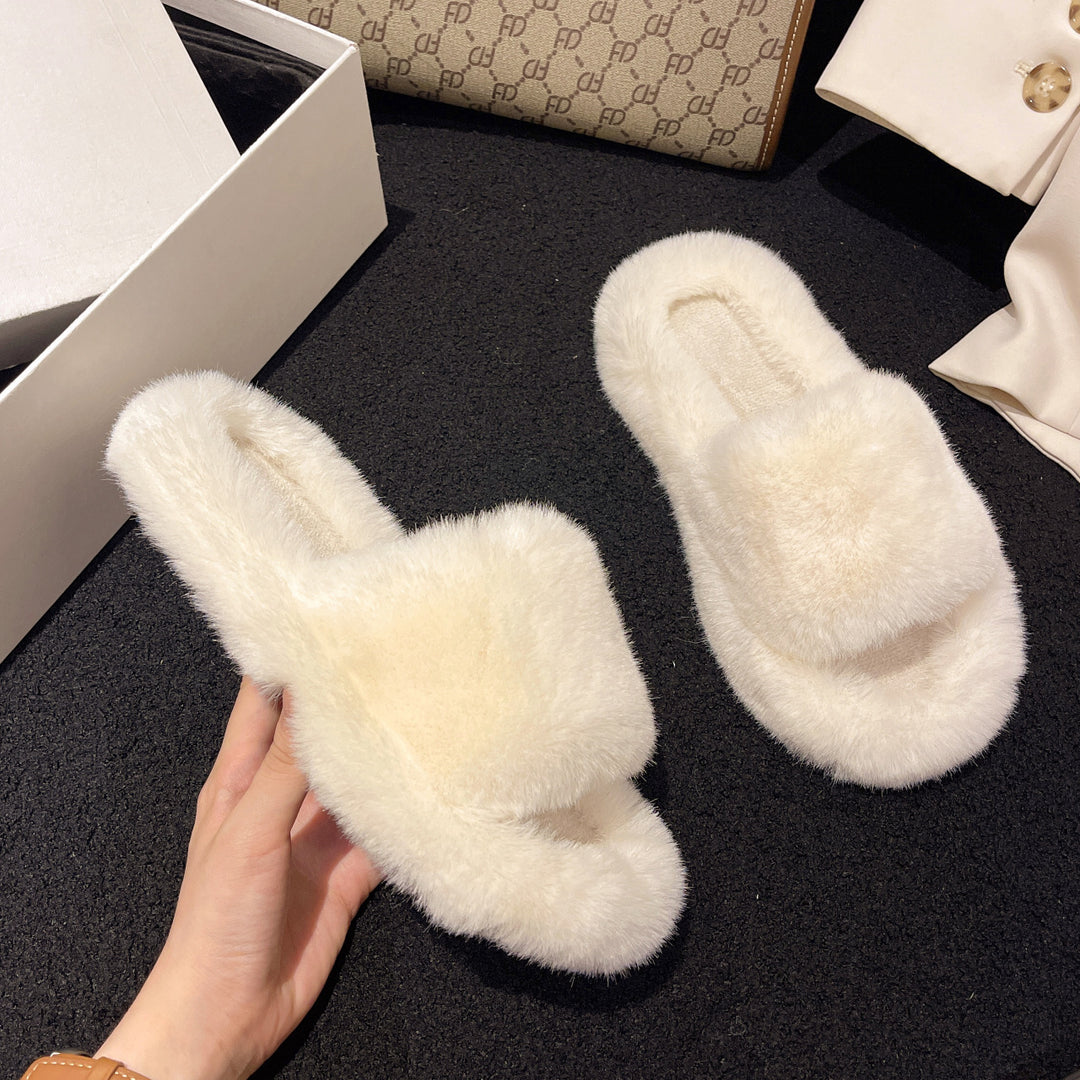 Damen Flauschige Hausschuhe mit luxuriösem Flauschematerial EB