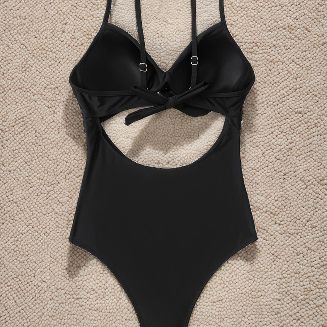 Damen Einteiliger Badeanzug mit modernem Cut-Out und elegantem Wickeldesign EB