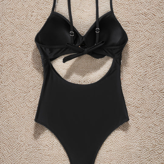 Damen Einteiliger Badeanzug mit modernem Cut-Out und elegantem Wickeldesign EB