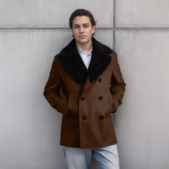 Herren eleganter Dufflecoat mit weichem Kragen EB