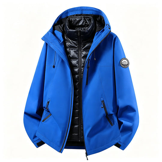Unisex wetterfeste dreiteilige Softshelljacke mit abnehmbarer Steppinnenjacke und Kapuze EB
