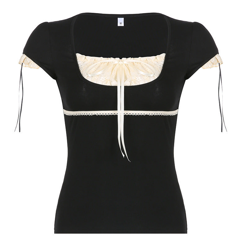 Damen Elegantes Spitzenoberteil mit raffinierten Schnürdetails EB
