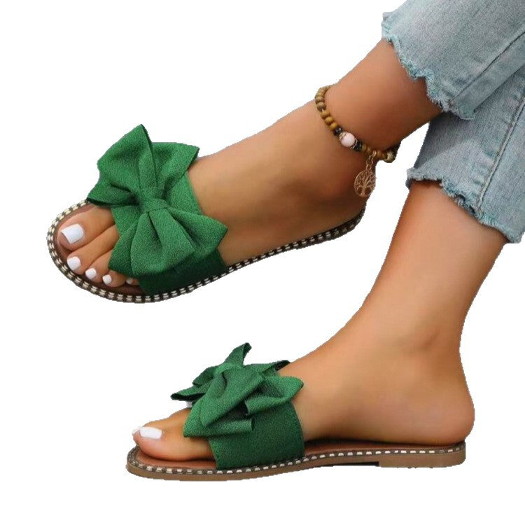 Damen Flip-Flops mit dekorativem Schleifen-Design und rutschfester Sohle EB