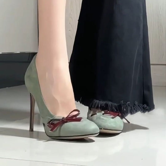 Damen elegante Pumps mit stilvollen Schleifenakzenten EB