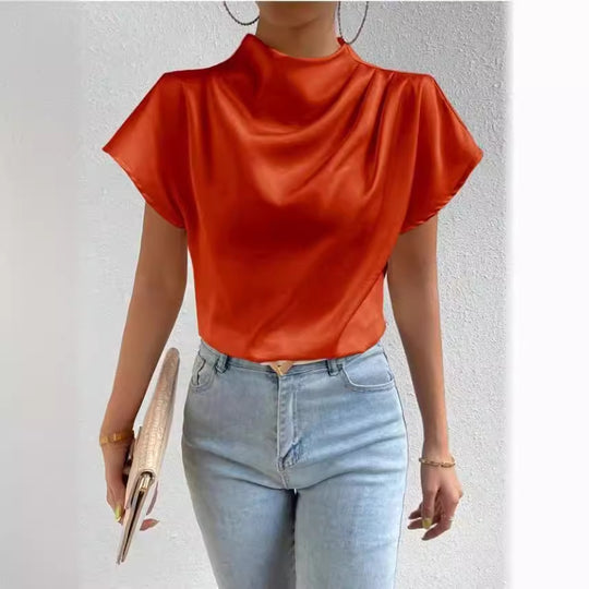 Damen ierte Bluse mit elegantem Stehkragen EB