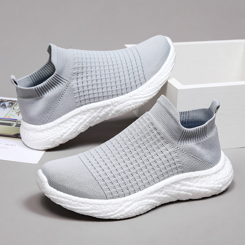 Damen Schalensneaker mit elastischem Strickoberteil und rutschfester Sohle EB